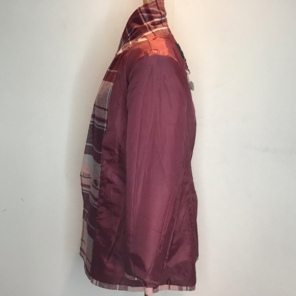 7 For All Mankind Double Breasted maroon/burgundy plaid wool blend blazer M NWT - Picture 6 of 12